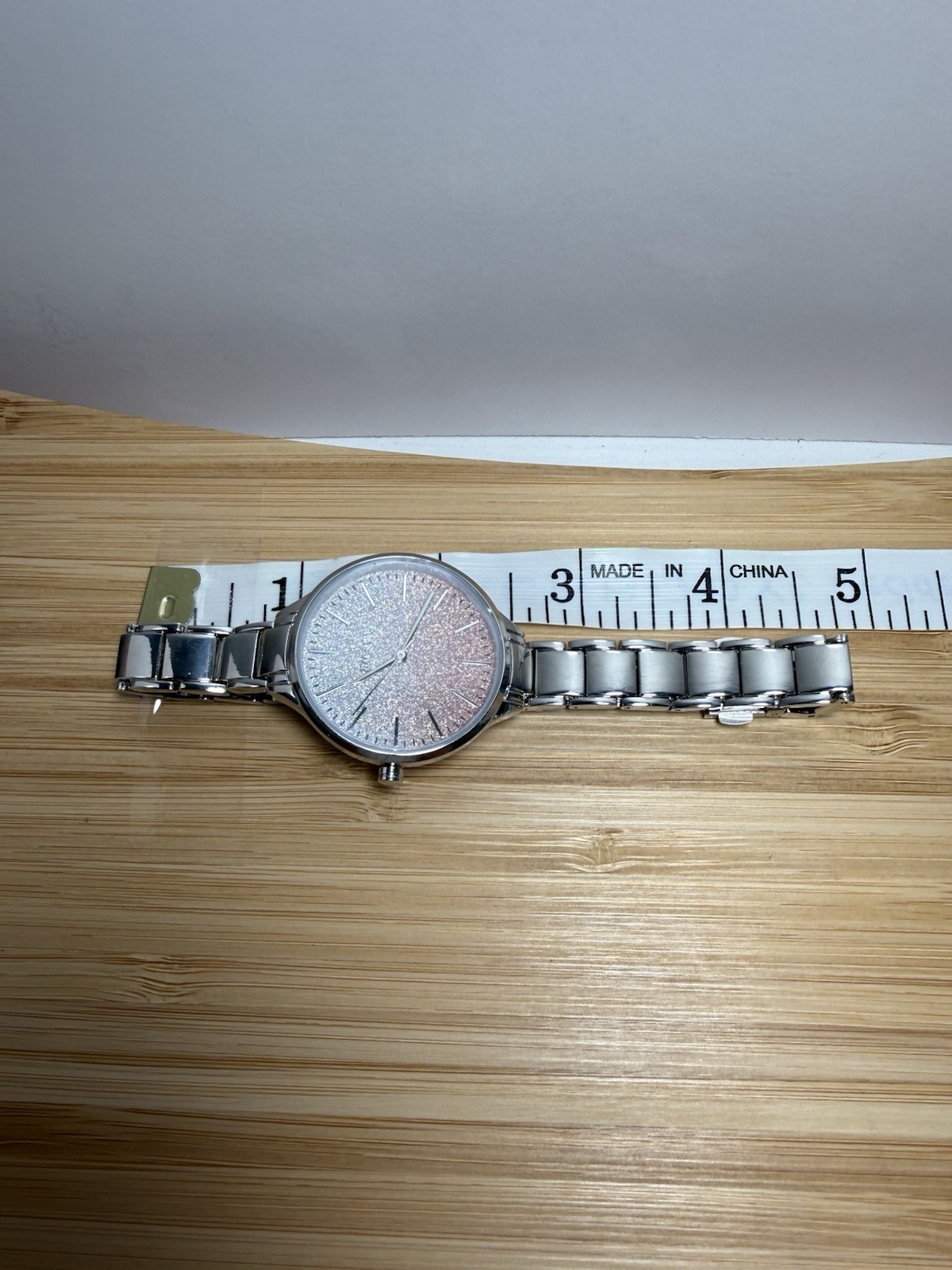 Nine West Womens Quartz Watch Pink Silver Glitter Dial