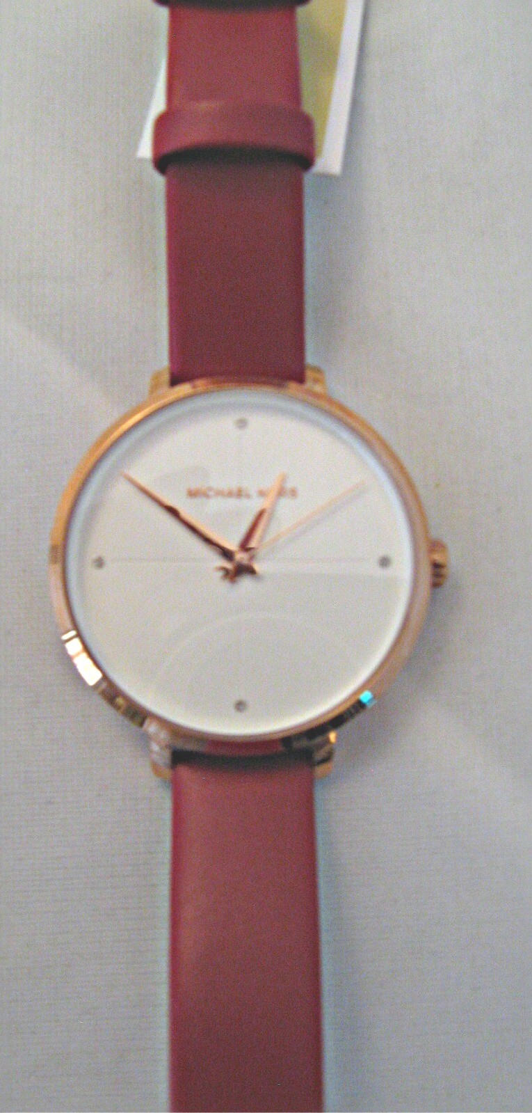 Michael Kors Ladies Charley Rose Gold-Tone Red Leather Watch – MK2886