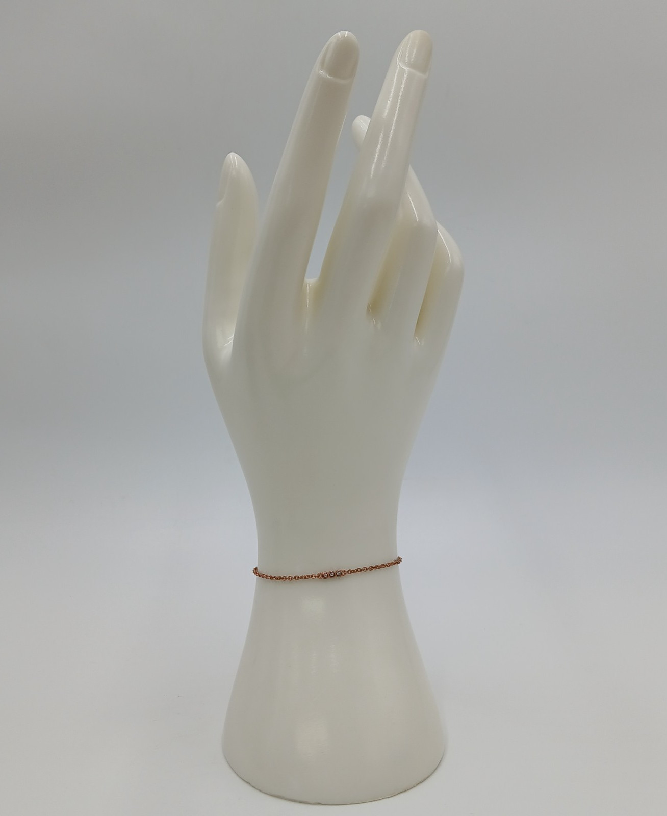 925 SU Slider Bracelet OSFA 9in Sterling Silver Rose Gold Vermeil CZ Bar Dainty