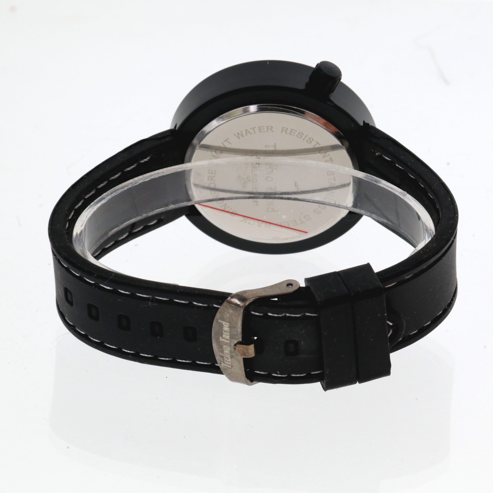 Men’s Black Finish Techno Trend Fashion Black Silicone Band Dressy Watch