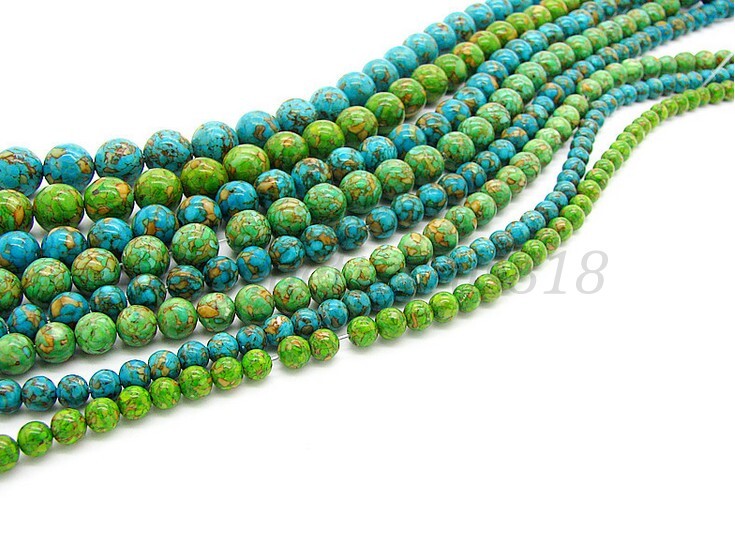 Natural Howlite Turquoise Gemstone Round Loose Beads 16″ 6MM 8MM 10MM 12MM 14MM