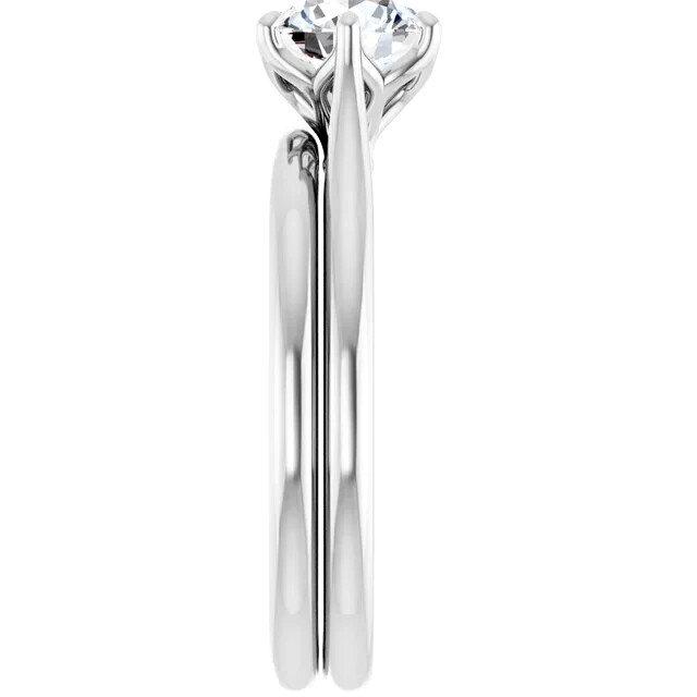 14K White Gold Solitaire Ring Setting Tulip Flower Style 6 Prong 4mm to 9mm
