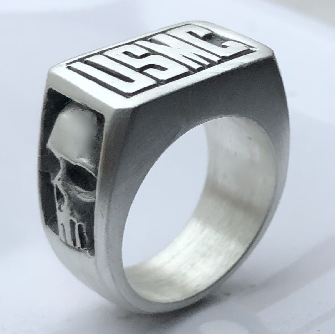 MJG STERLING SILVER USMC SKULL RING. MARINES. 3D PUNISHER. HARLEY. BIKER.SZ 11