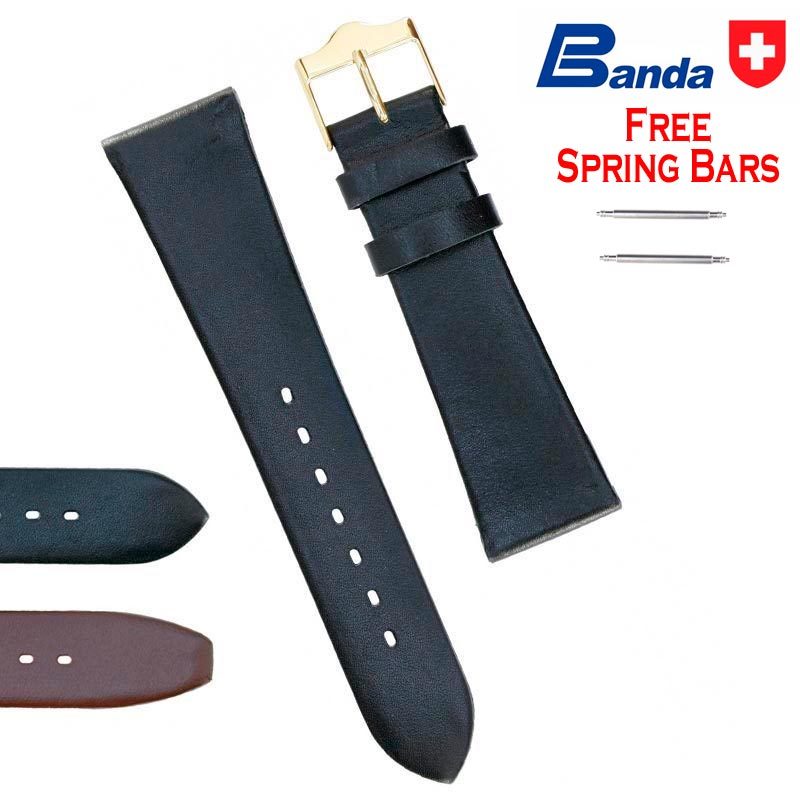 Banda Premium Grade Smooth Calfskin Fine Leather Watch Bands (Sizes 12 – 24mm)