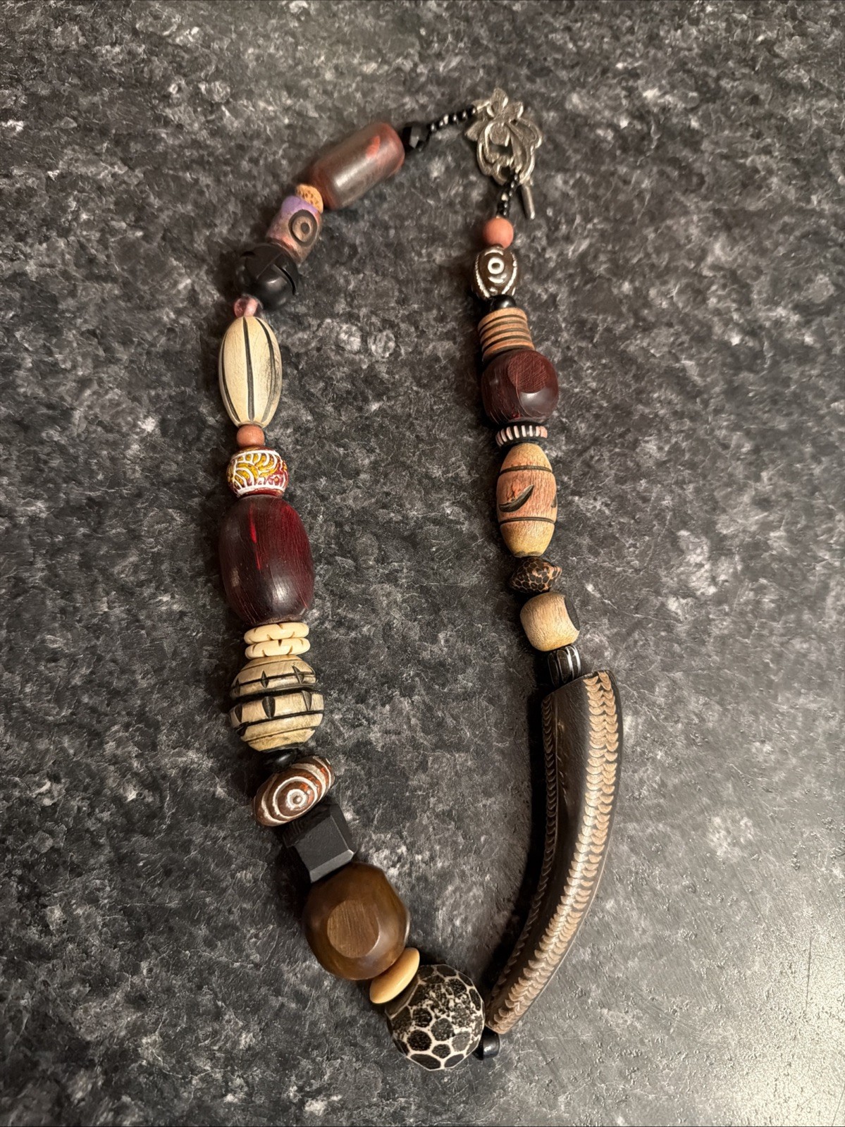 Necklace Indonesian Asymmetrical Assorted Wood Necklace