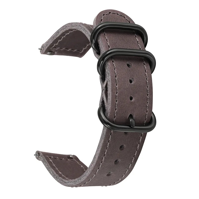 Vintage Genuine Leather Watch Band 18mm 20mm 22mm Black Loop Buckle Watch Strap