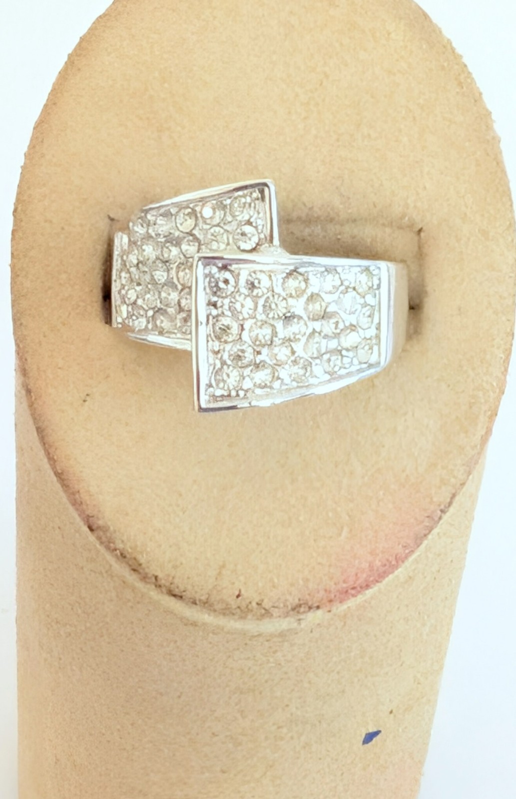 Beautiful 80’s Nolan Miller Sparkling Crystal Bypass Ring Size 8.5
