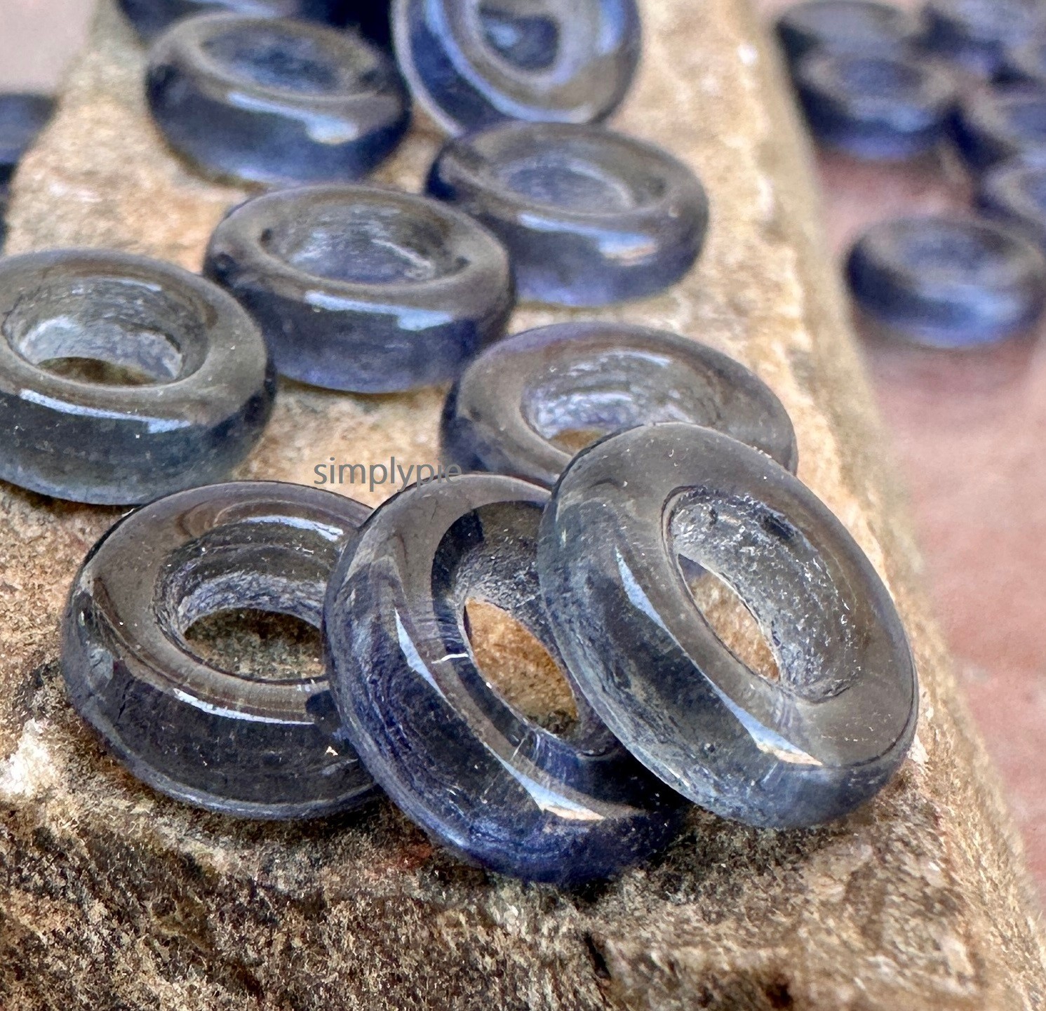 Gray Montana Donut Ring 9mm 20 Large Hole Rondelle Czech Glass Beads