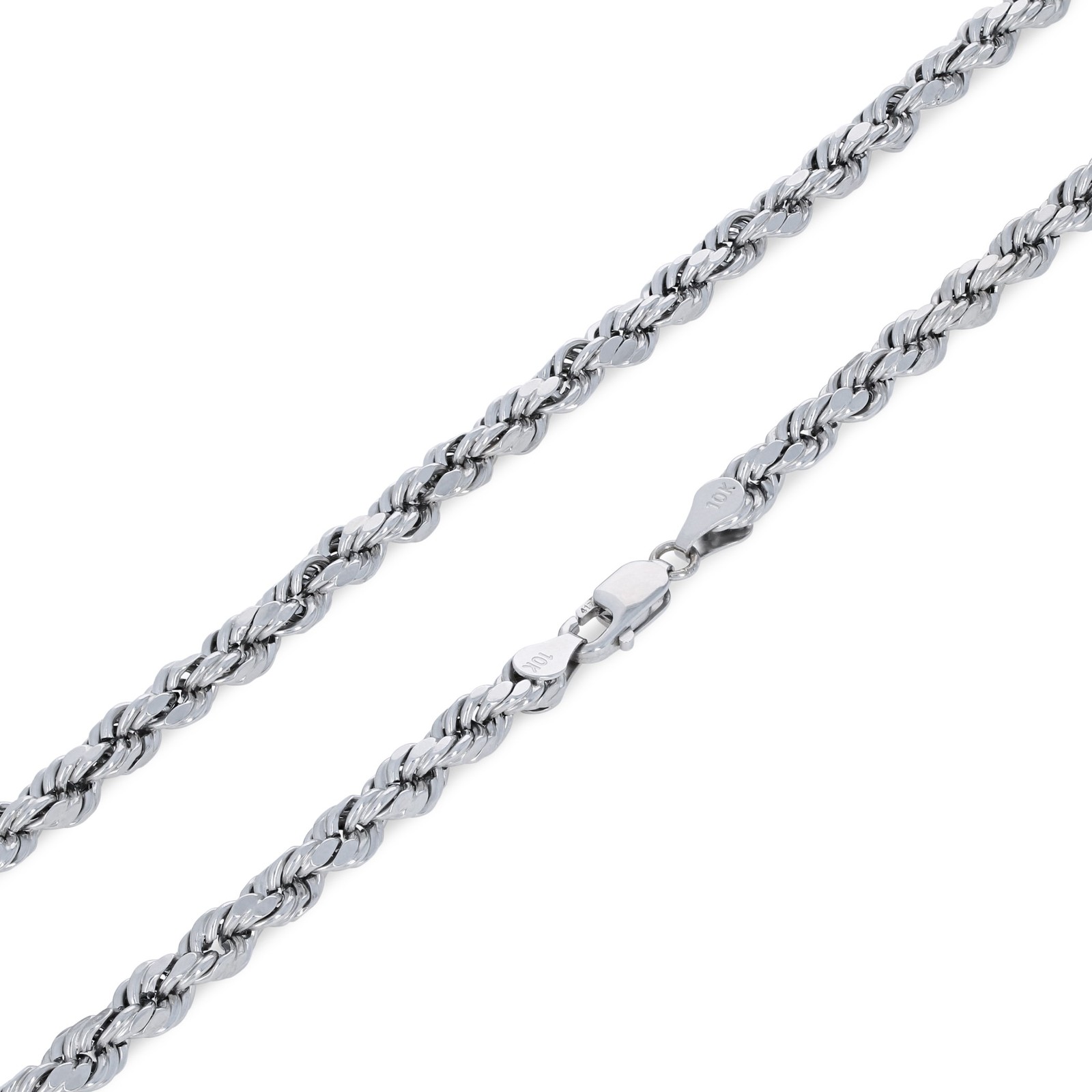 10K White Gold 2mm-5mm Diamond Cut Rope Chain Bracelet Mens Womens 7″ 8″ 9″