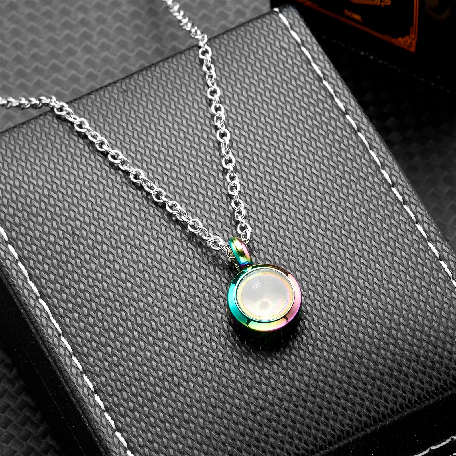 Round Stainless Steel Cremation Pendant Memorial Urn Necklace Jewelry