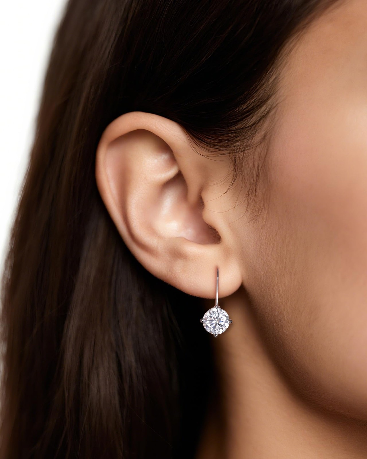 Moissanite Earrings for Women, 2 ct 18K White Gold Plated Silver Dangle Earri…