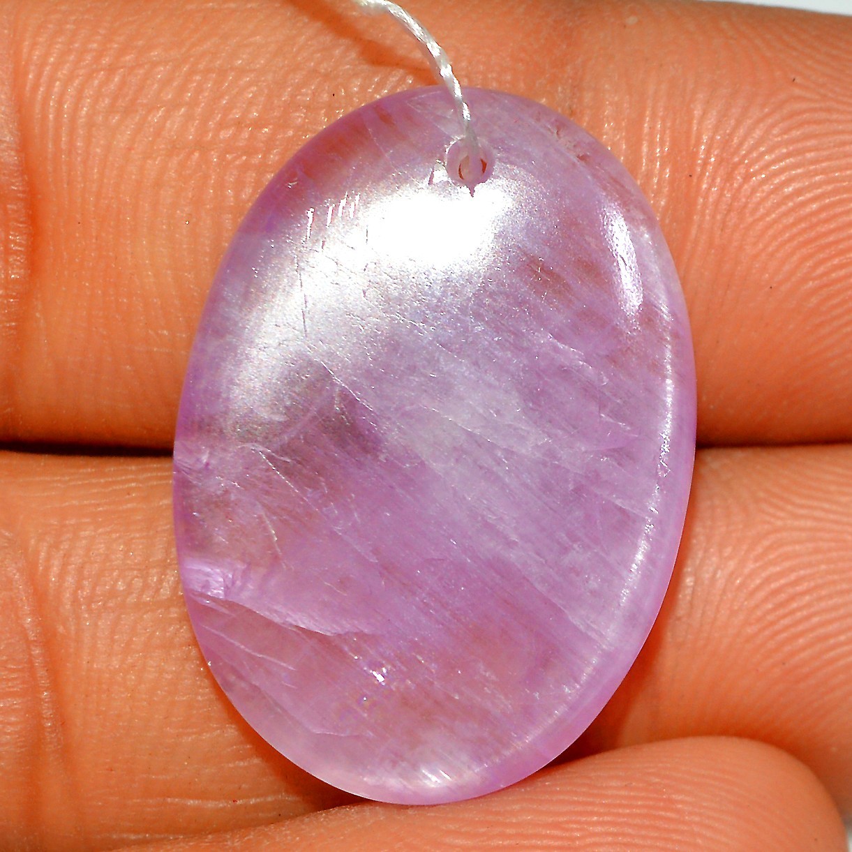 25 Cts Natural Kunzite Cabochon Front to back Drill Loose Gemstone 25x19mm #L187