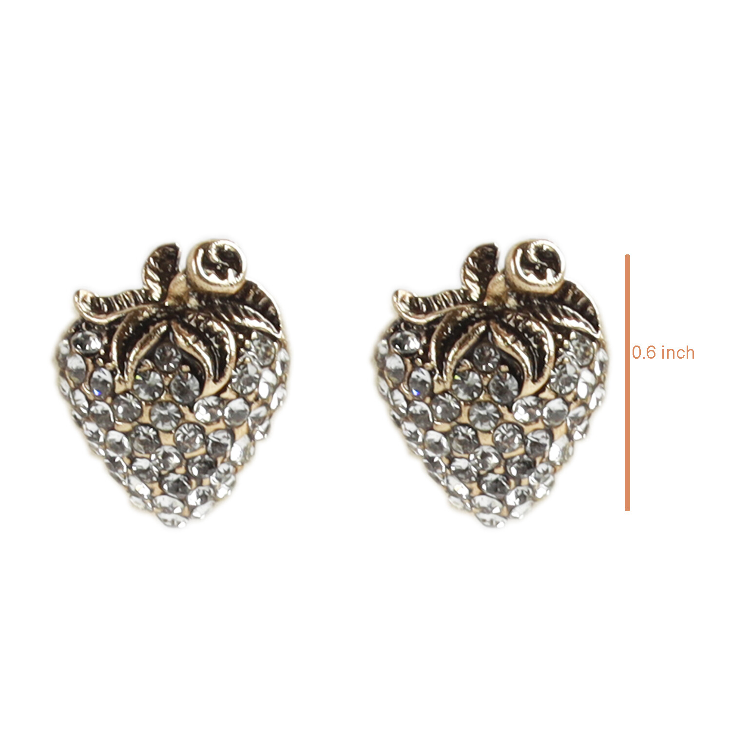 Earring for Women Strawberry Shape Ear Stud Crystal Paved Mini Shinny Ear Rings
