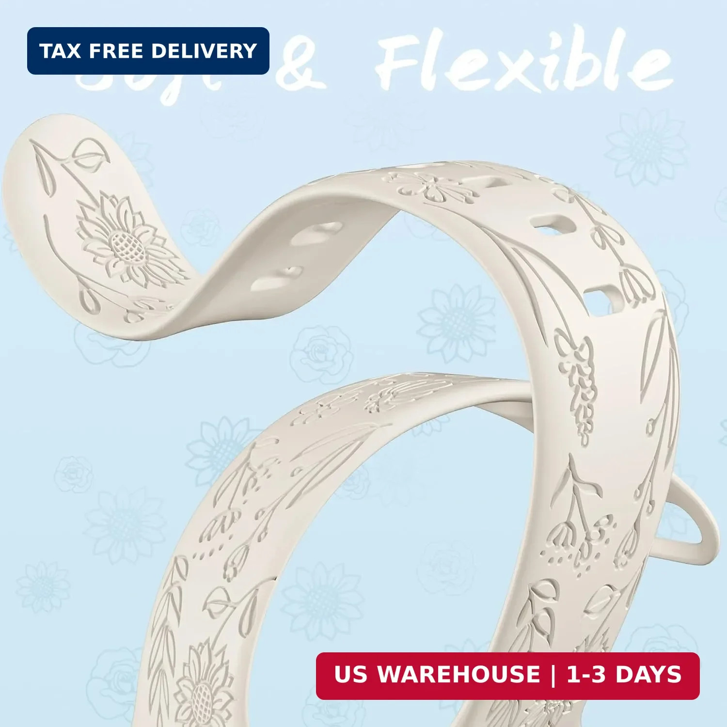 SNBLK 6 Pack Floral Engraved Bands Compatible with Apple Watch Bands 40mm 41mm 4