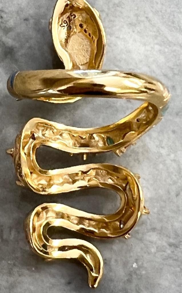 REAL Gemstones 14K Gold on SOLID 925 Snake Ring wrap Egyptian Rev Yellow gf