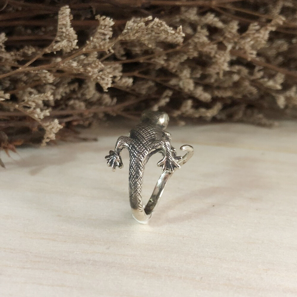 Gecko sterling silver ring cute animal woman gift lizard bugbear Boho Jewelry