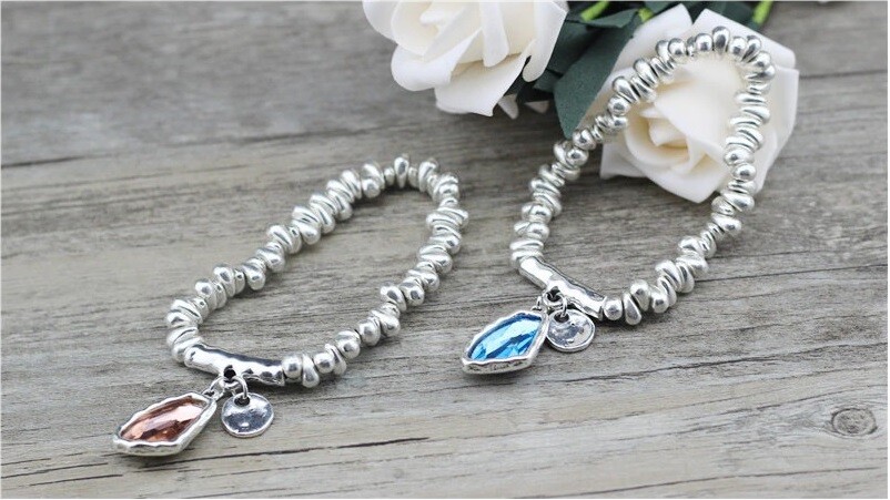 Handmade Uno STYLE De Único 50’s Stretch Bracelet ROSE (B55)