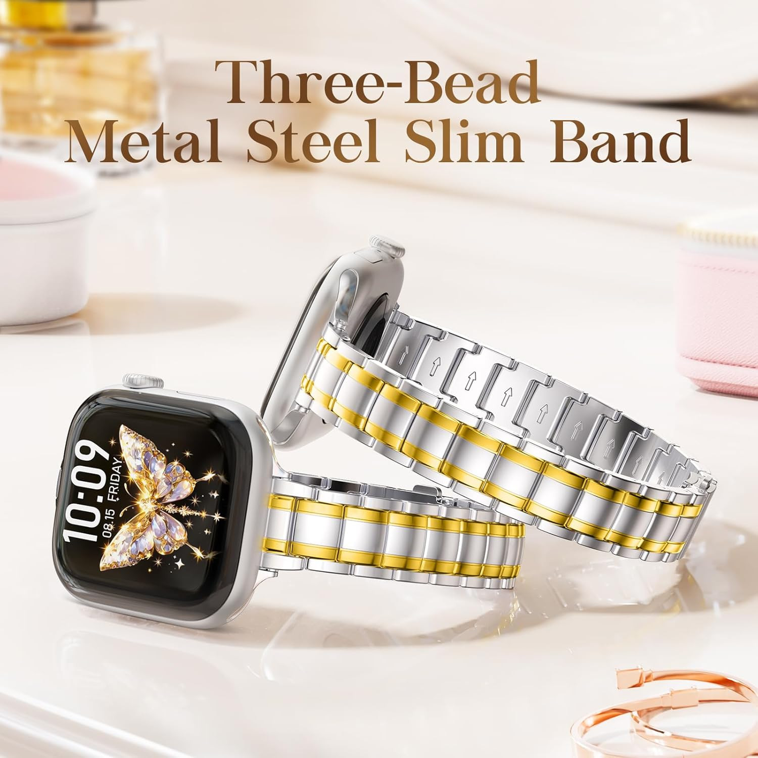 Slim Metal Compatible with Apple Watch Bands for Women 40mm 41mm 42mm 38mm,Thin