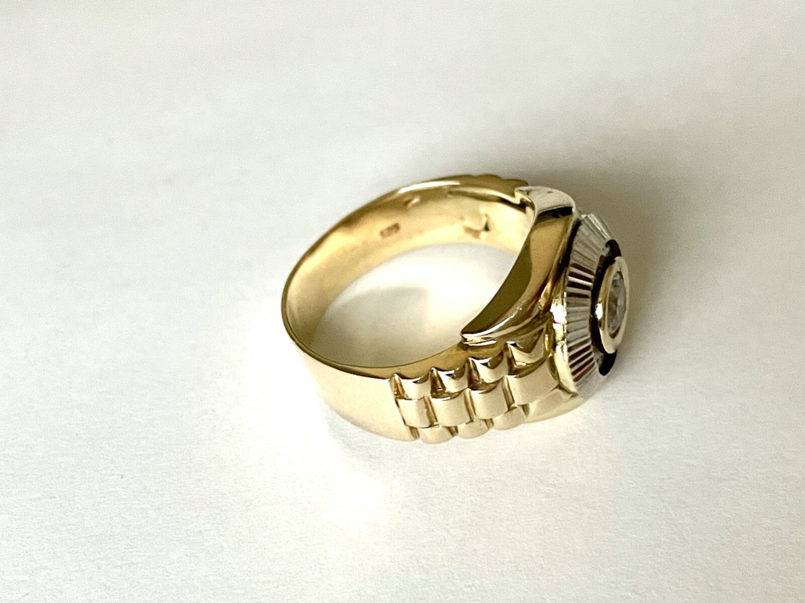 CROWN RING with ZIRCON 585 /14 CARAT GOLD BICOLOR VALUE 1770,-€