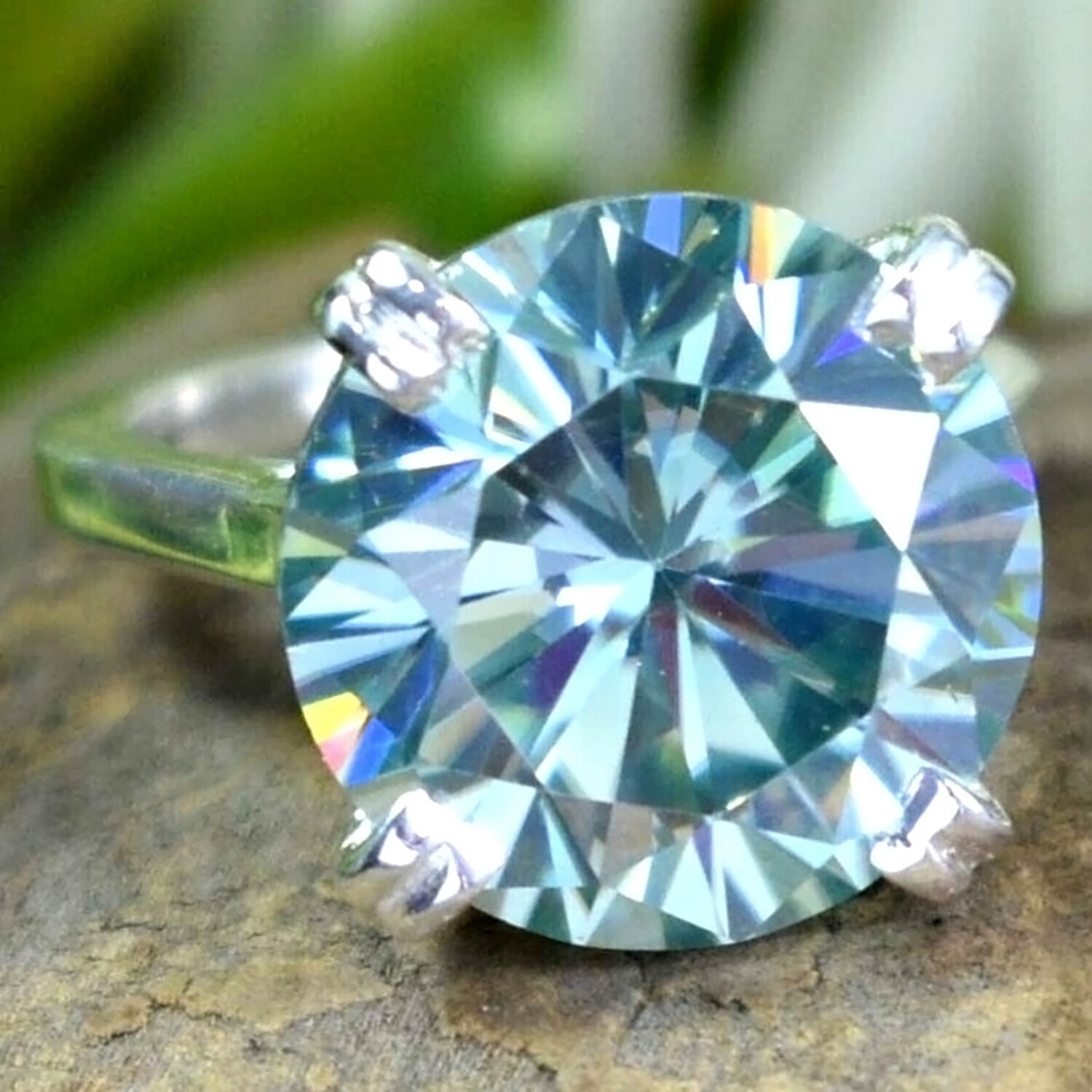 14.20 Ct Certified Lovely Blue Diamond Solitaire Ring In 925 Silver Great Shine