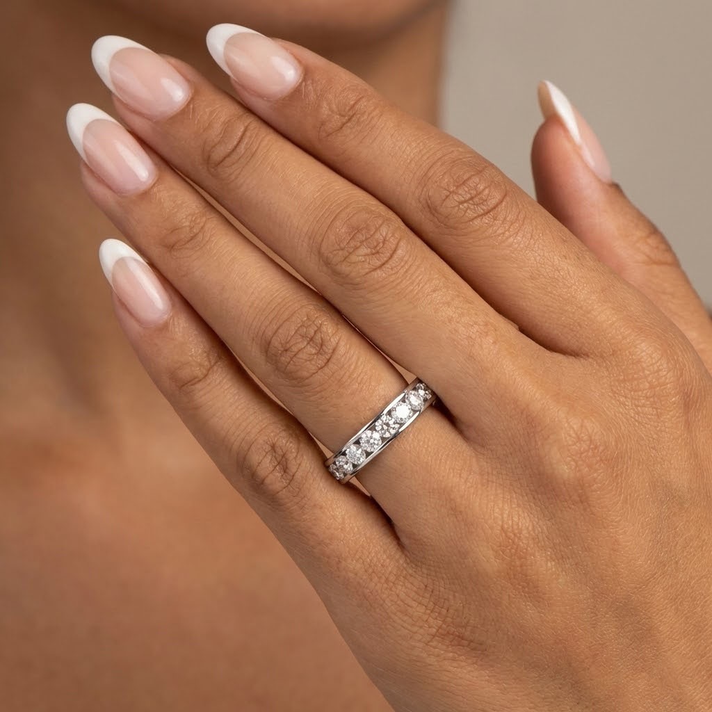 14K White Gold Classic Wedding Band Classic 2 CT Round Lab-Grown Diamond D VVS1