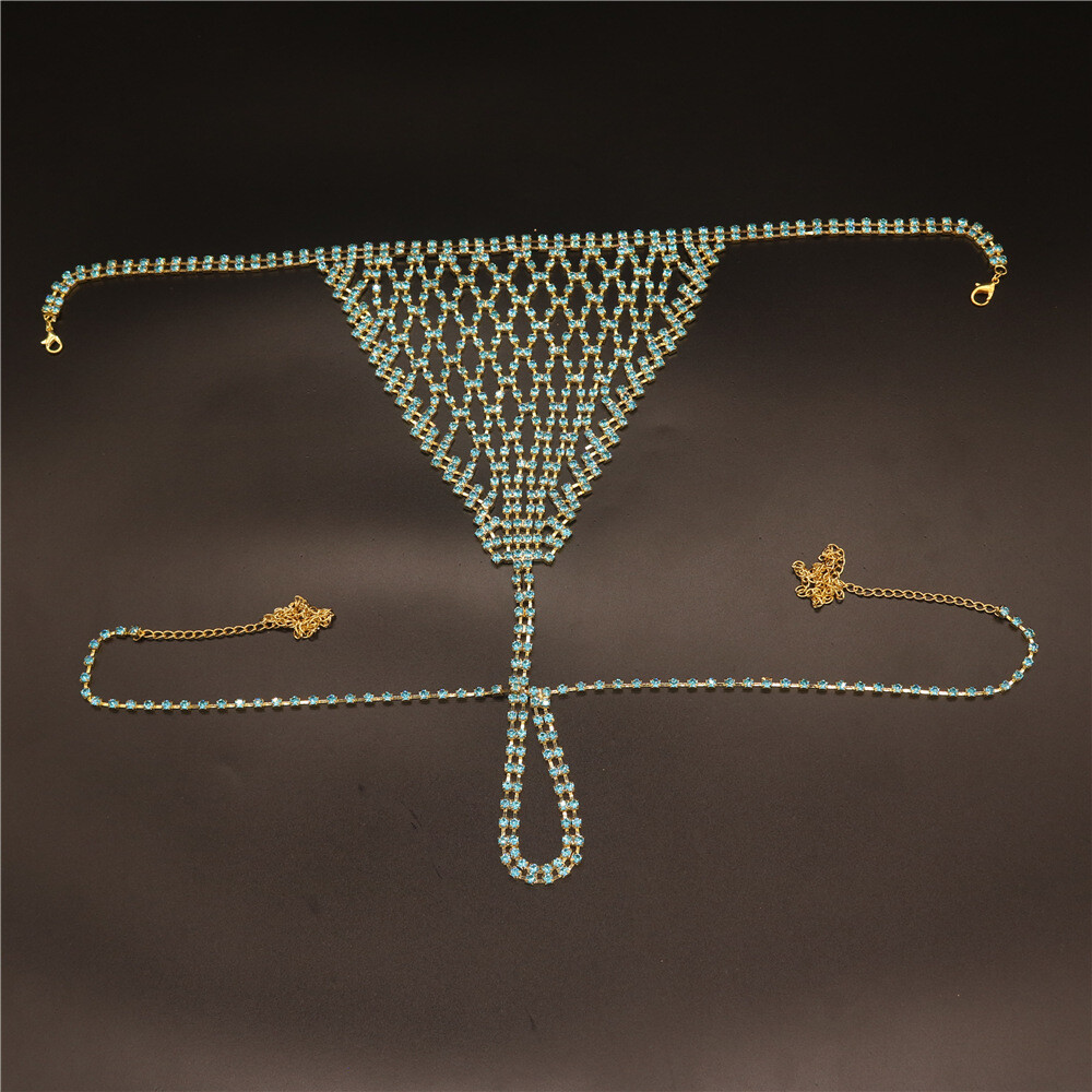 2/3pcs Rhinestone Body Chain Jewelry Women Bikini Chest Bra Thong Sexy Lingerie