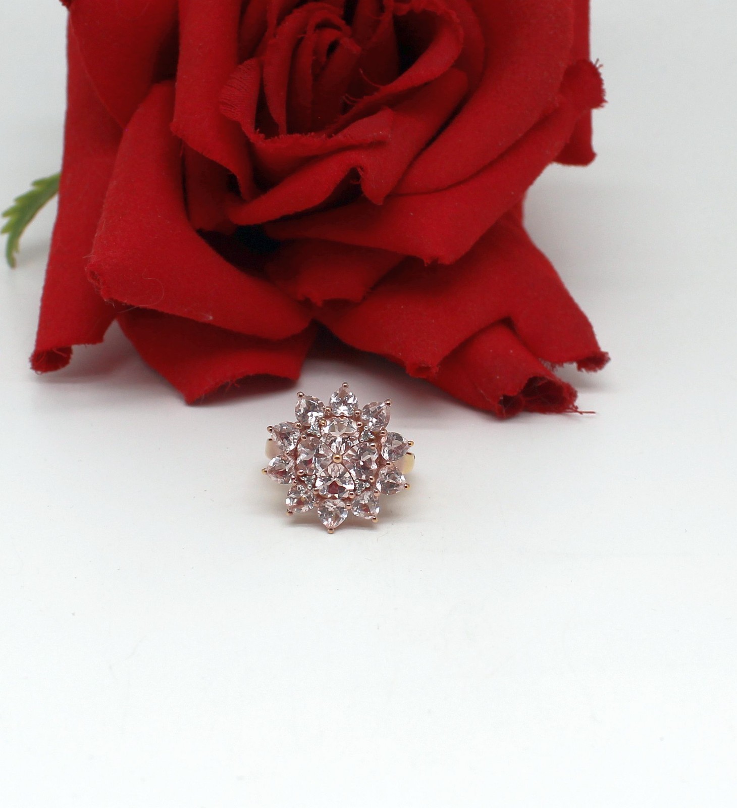 Sterling Silver Vermeil Morganite Ring Size 6 4.82g CAT RESCUE