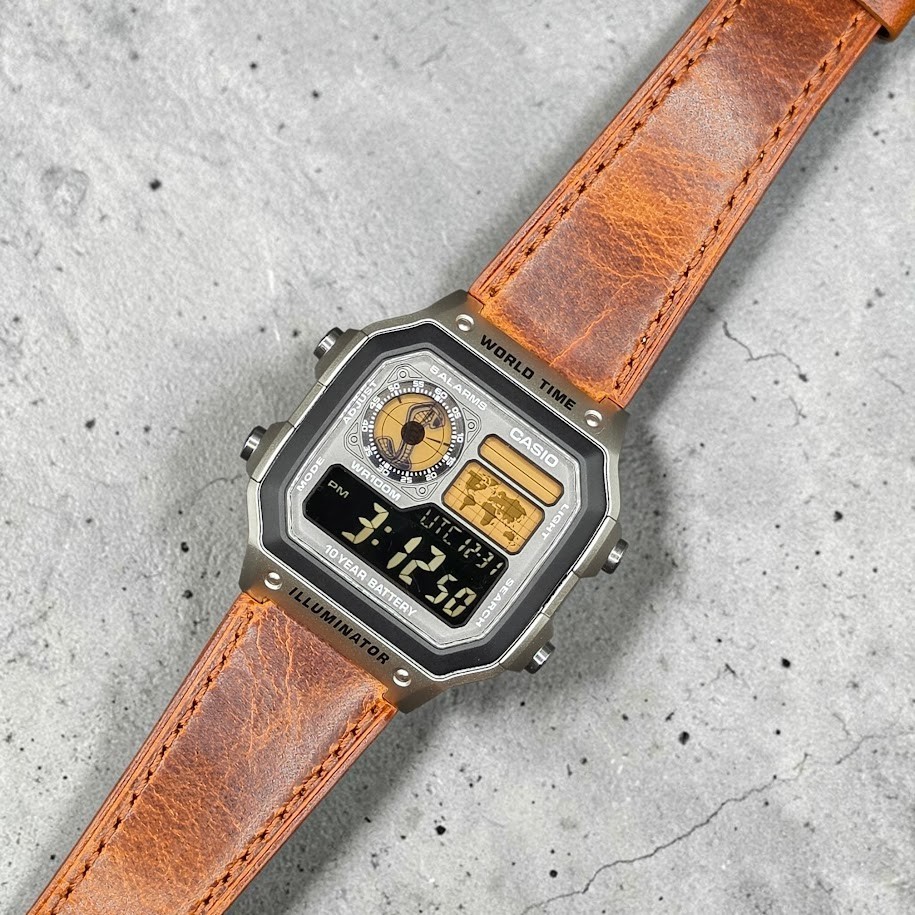 CASIO AE-1200WHD. Royale Watch Mod. Negative Display Shelby Cobra Gold Filter