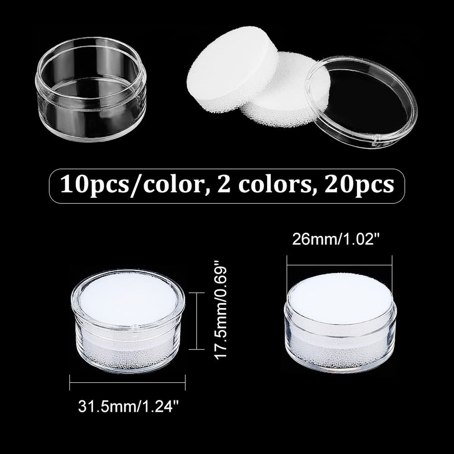 CHGCRAFT 20Pcs 2 Colors Mini Round Stone Box Small Loose Diamond Gemstone Dis…