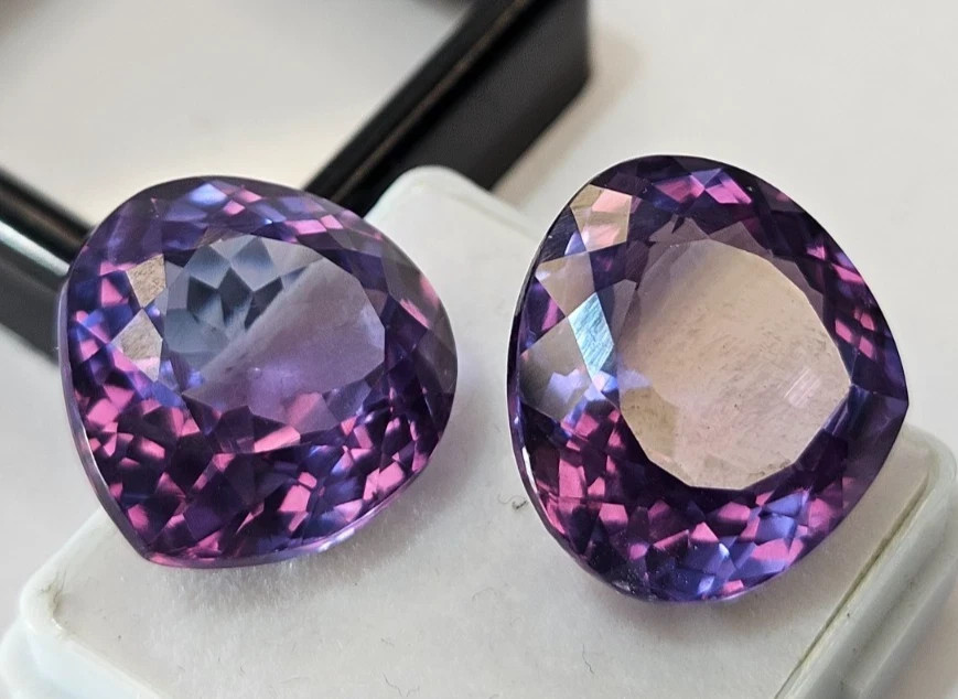 Colour Changing 38+ Ct Alexandrite Pear Cut Natural Pair Gemstone For Earrings