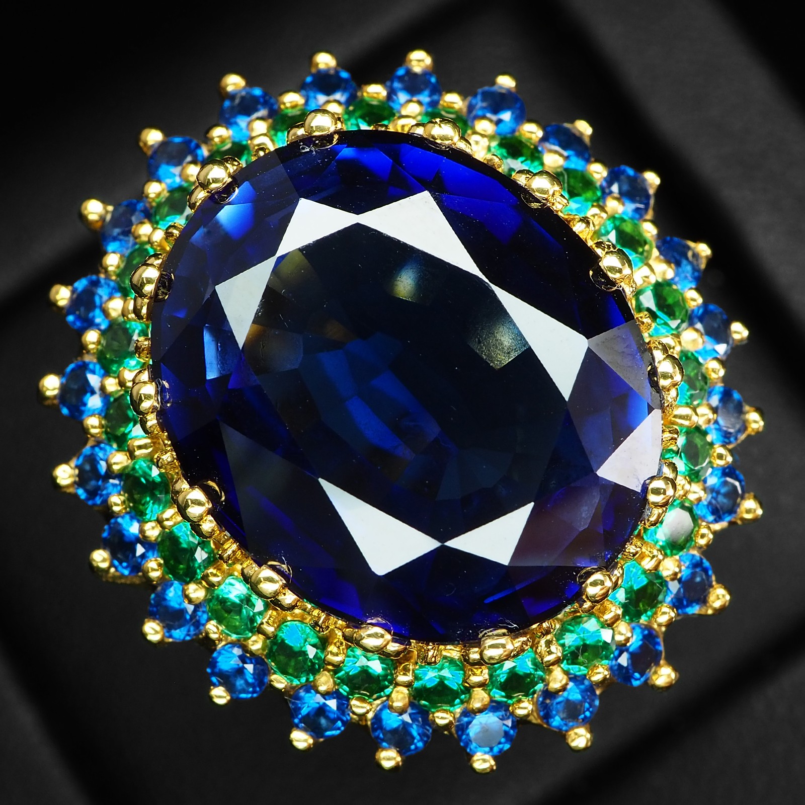 TIMELESS HALO RINGS – ROYAL BLUE TANZANITE OVAL 26.55CT 925 STERLING SILVER GIFT
