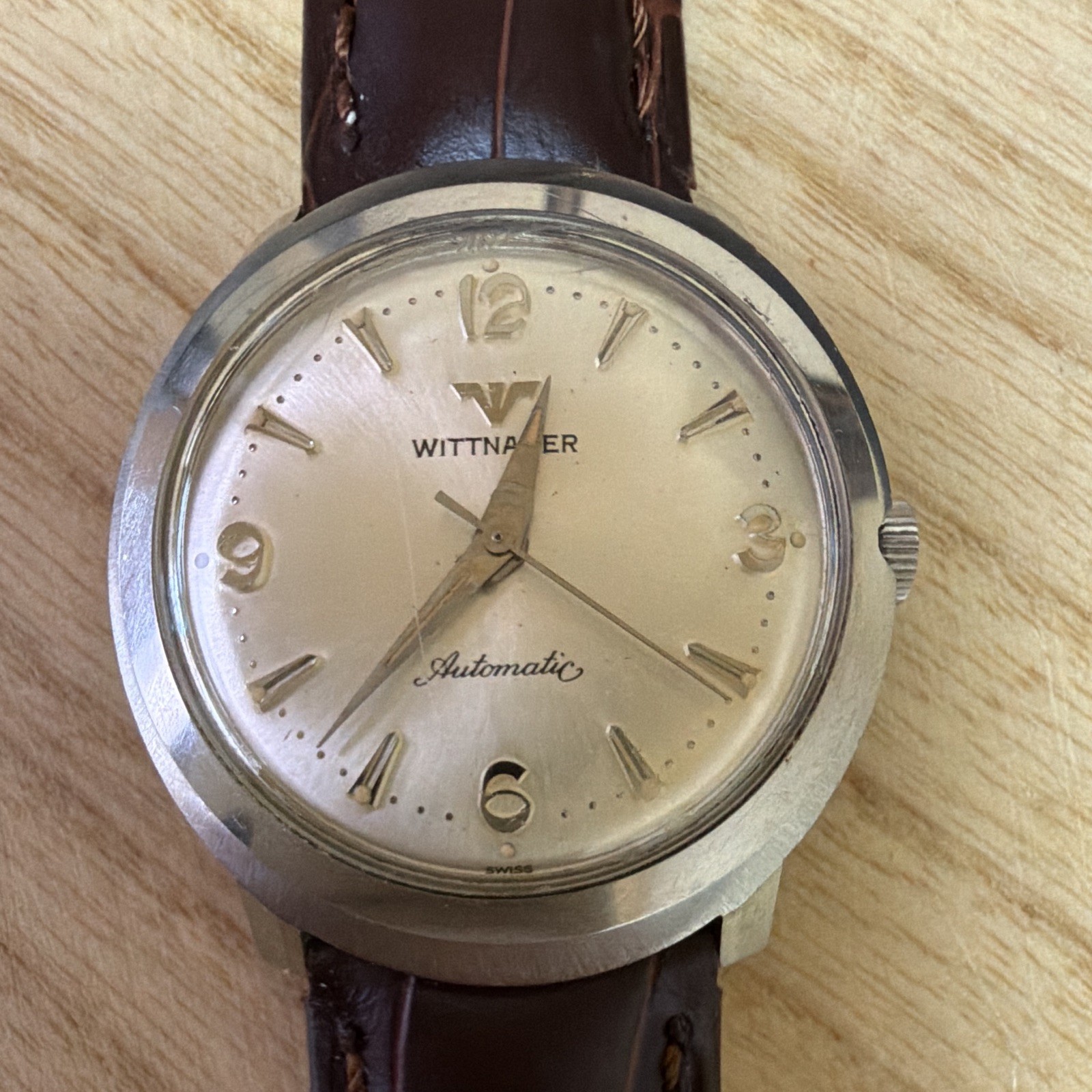 Wittnauer Automatic 17J Vintage 1950s Silver Dial Watch