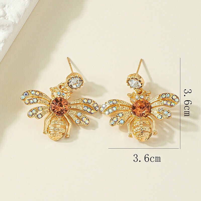 14k gold Exaggerated Honey Bee Stud Earrings 925 Silver post made
