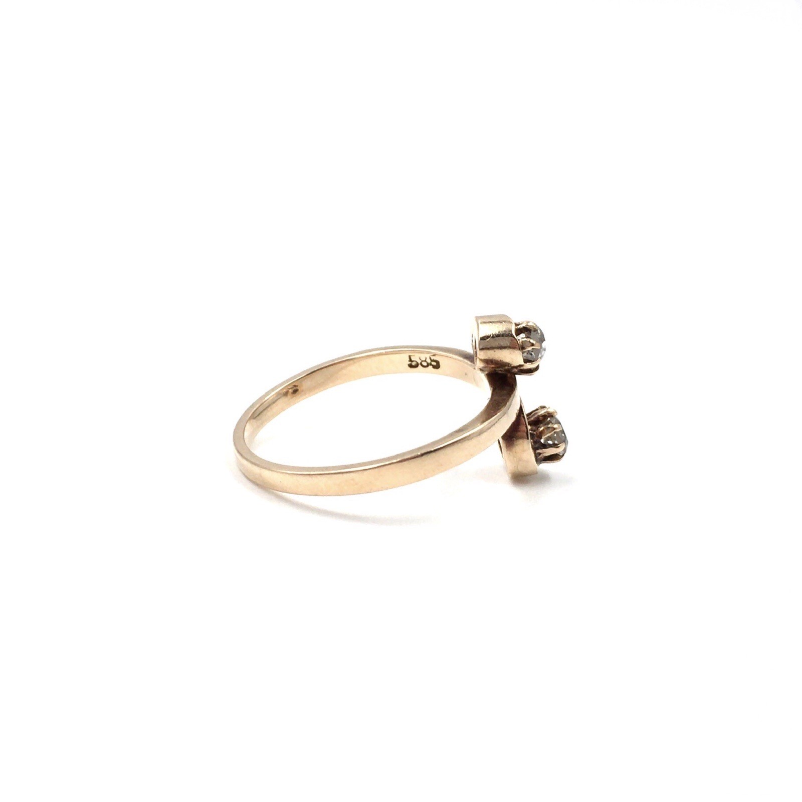 Art Nouveau 14kt yellow gold ring old cut diamonds 585 gold antique jewelry RG 56