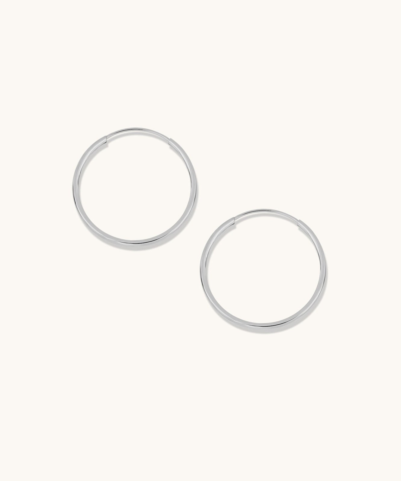 14K Real Solid White Gold Round Endless Hoop Earrings 1mm Tube Hoop – 20mm