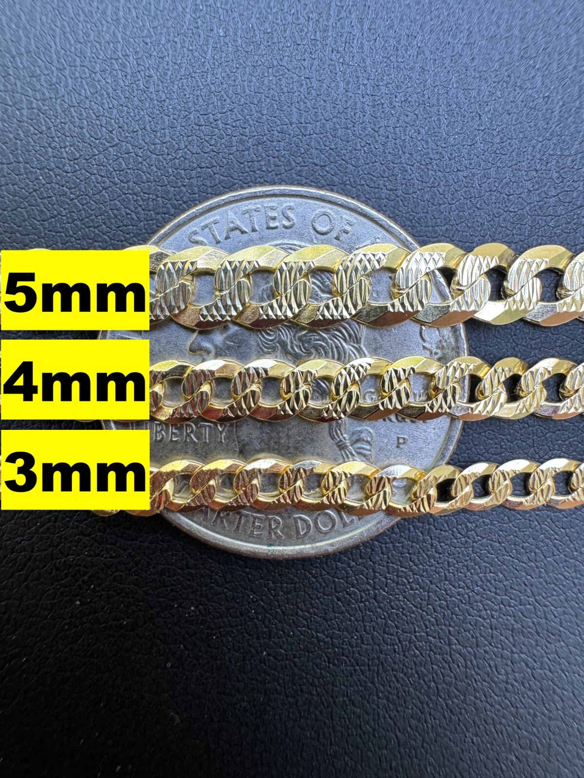 Men’s Cuban Chain Real 14k Gold Plated Solid 925 Silver Hip Hop ITALY 3-10.5mm