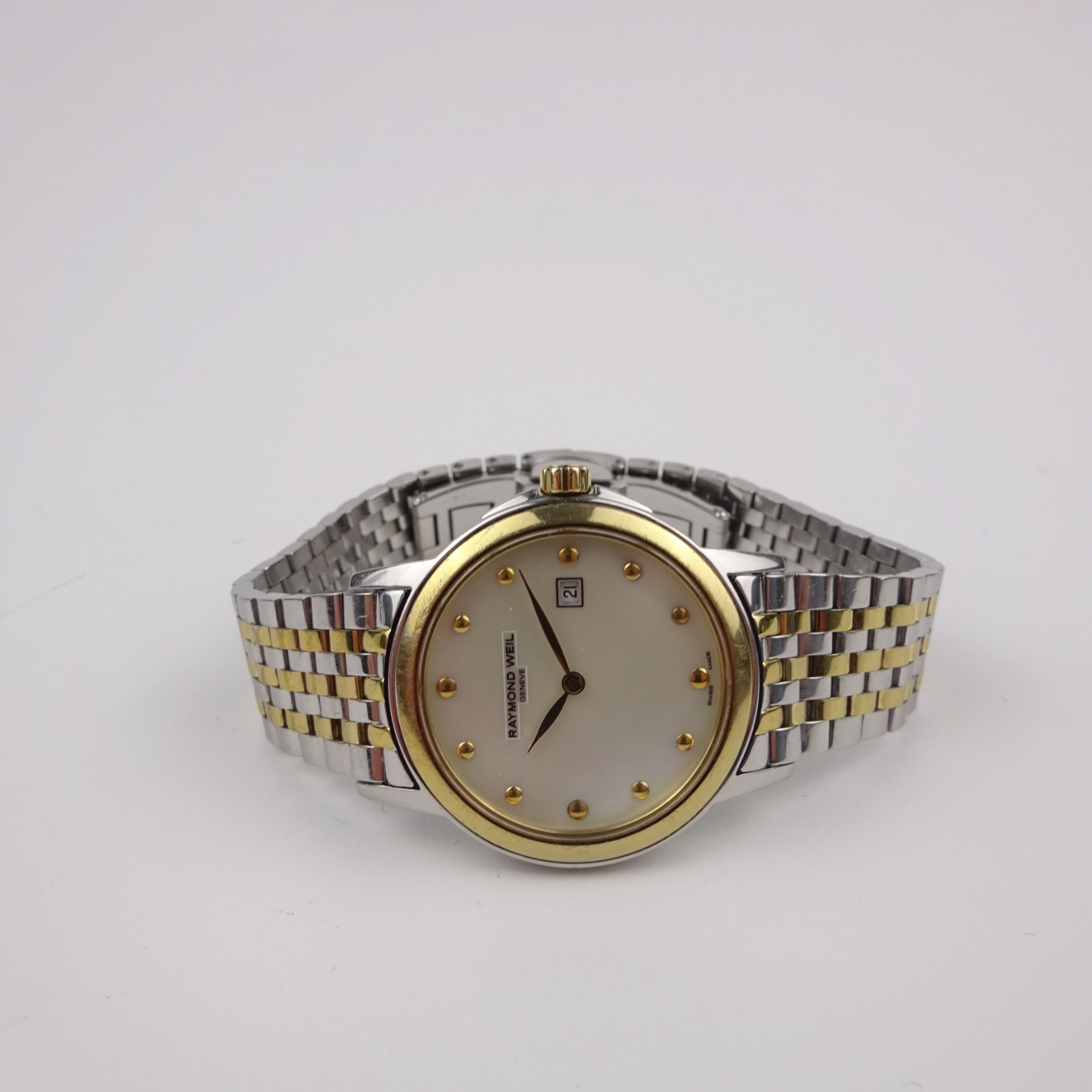 Raymond Weil Tradition 5966 Watch 2 Tone Mother of Pearl Dial Women’s