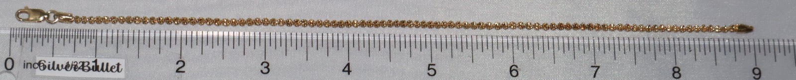 Sterling Silver Gold Toned 9 inch 3mm Twisted Chain Anklet “Italy” 3.2 grams