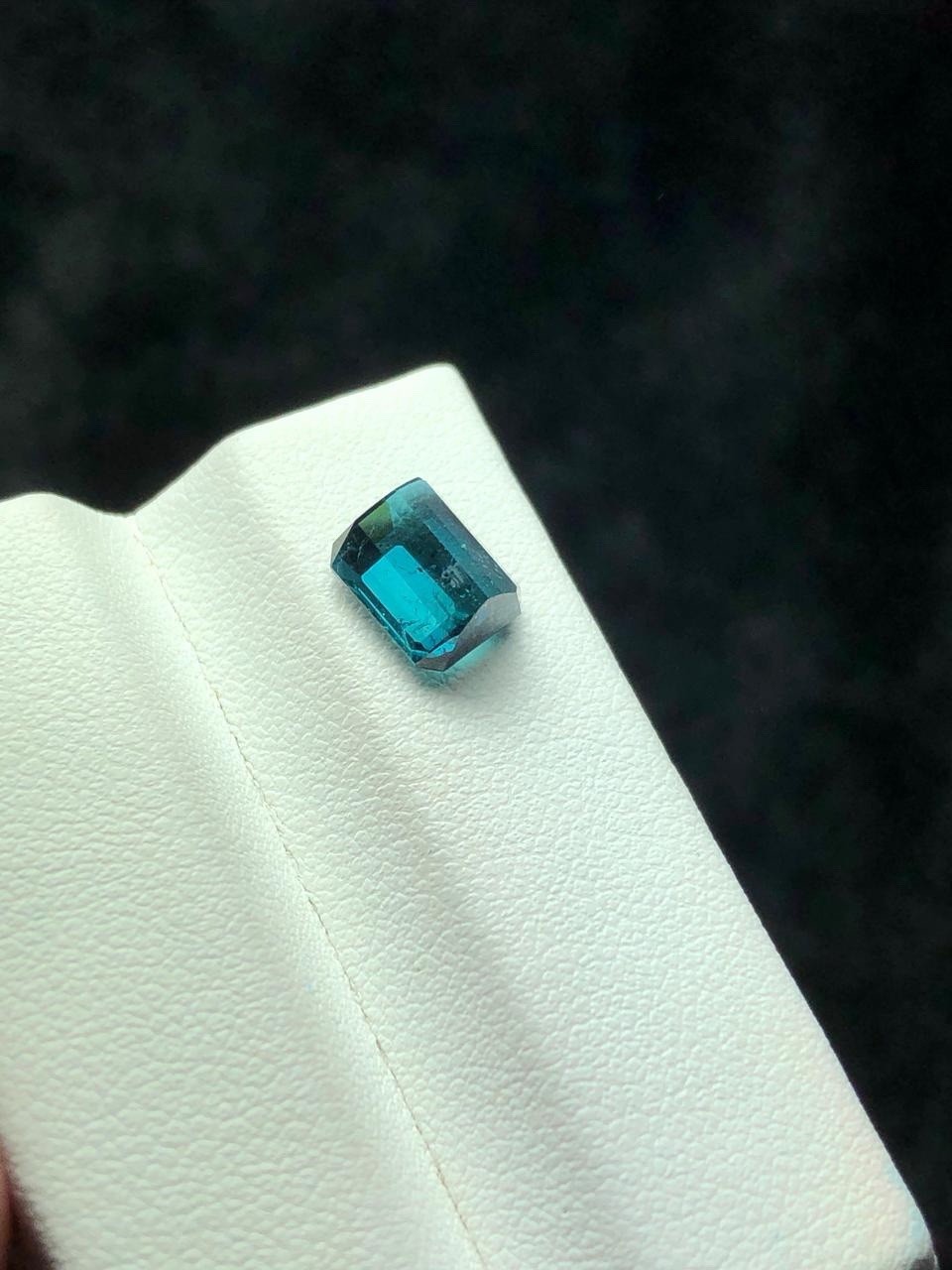 Natural 2.30 Ct Indicolite Blue Tourmaline Emerald Cut Loose Gem Afghanistan