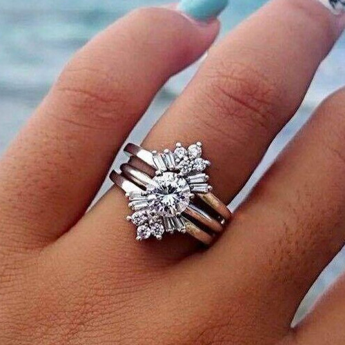 2 Ct Simulated Diamond Ring 925 Silver Plated Delicate Ring For Valentine Gifts