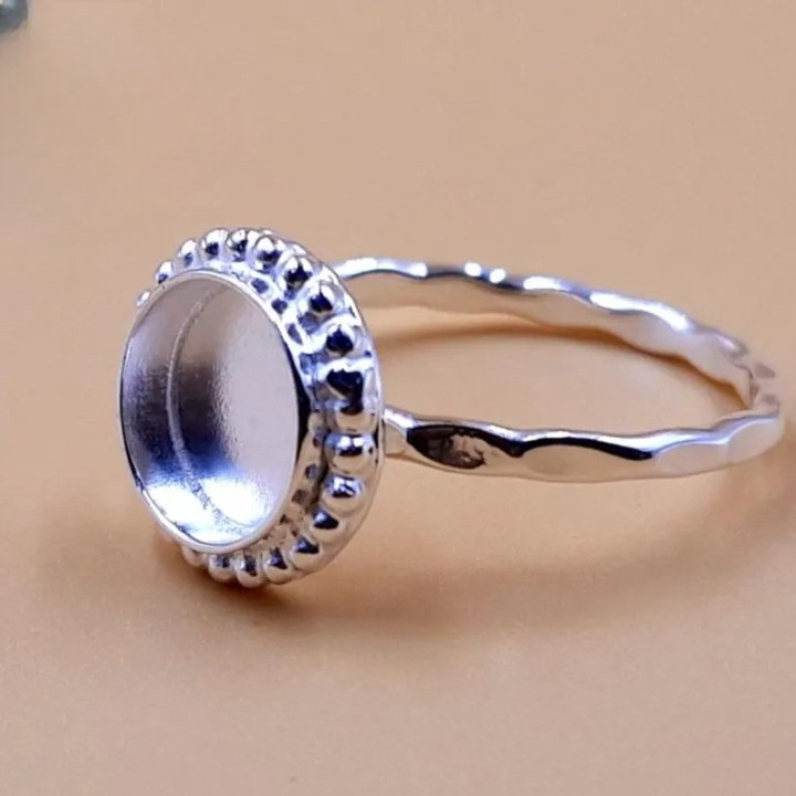 925 Sterling Silver 10mm Round Bezel Cup Ring Blank Handmade DIY Jewelry Setting