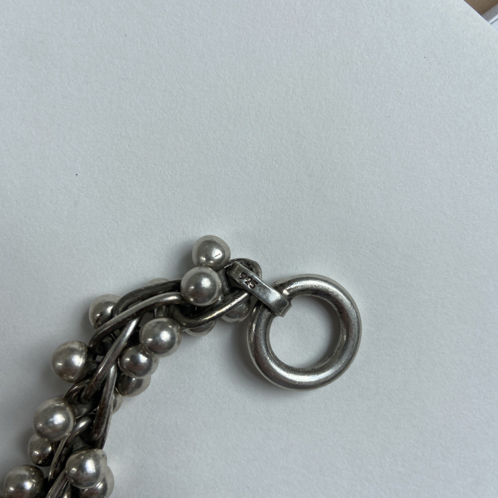 MEXICO 925 Sterling Silver Ball Link Bracelet Toggle Clasp 71.2g Vintage DNA