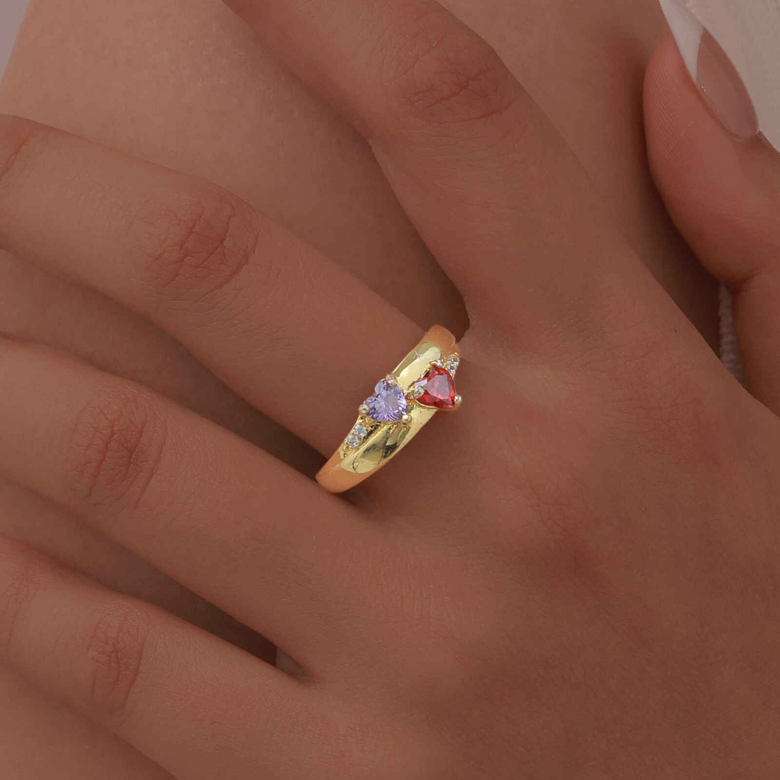 VNOX Custom Birthstone Ring Personalized Christmas Anniversary Gift for Women