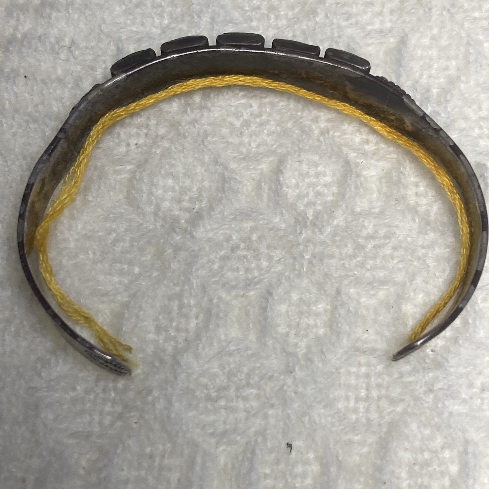 VTG Fred Harvey Era Navajo Lizard Stamped Turquoise 93% Silver Cuff Bracelet