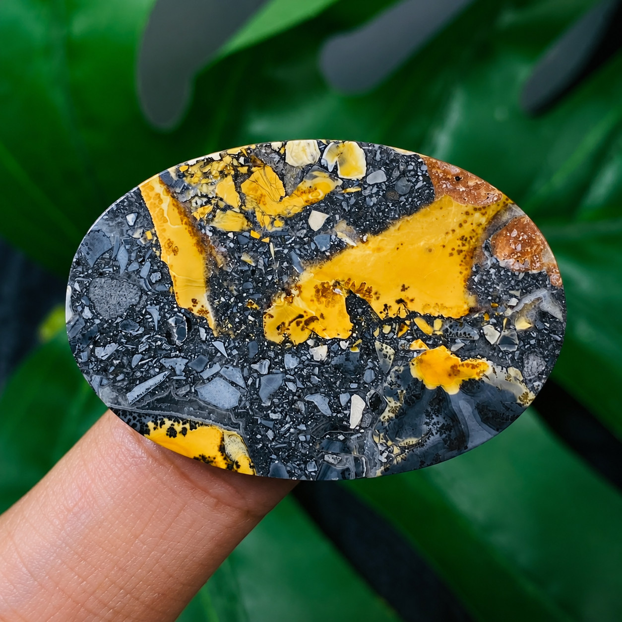 Rare Natural Maligano Jasper Cabochon 37x25x5mm Scenic Pattern Loose Gemstone