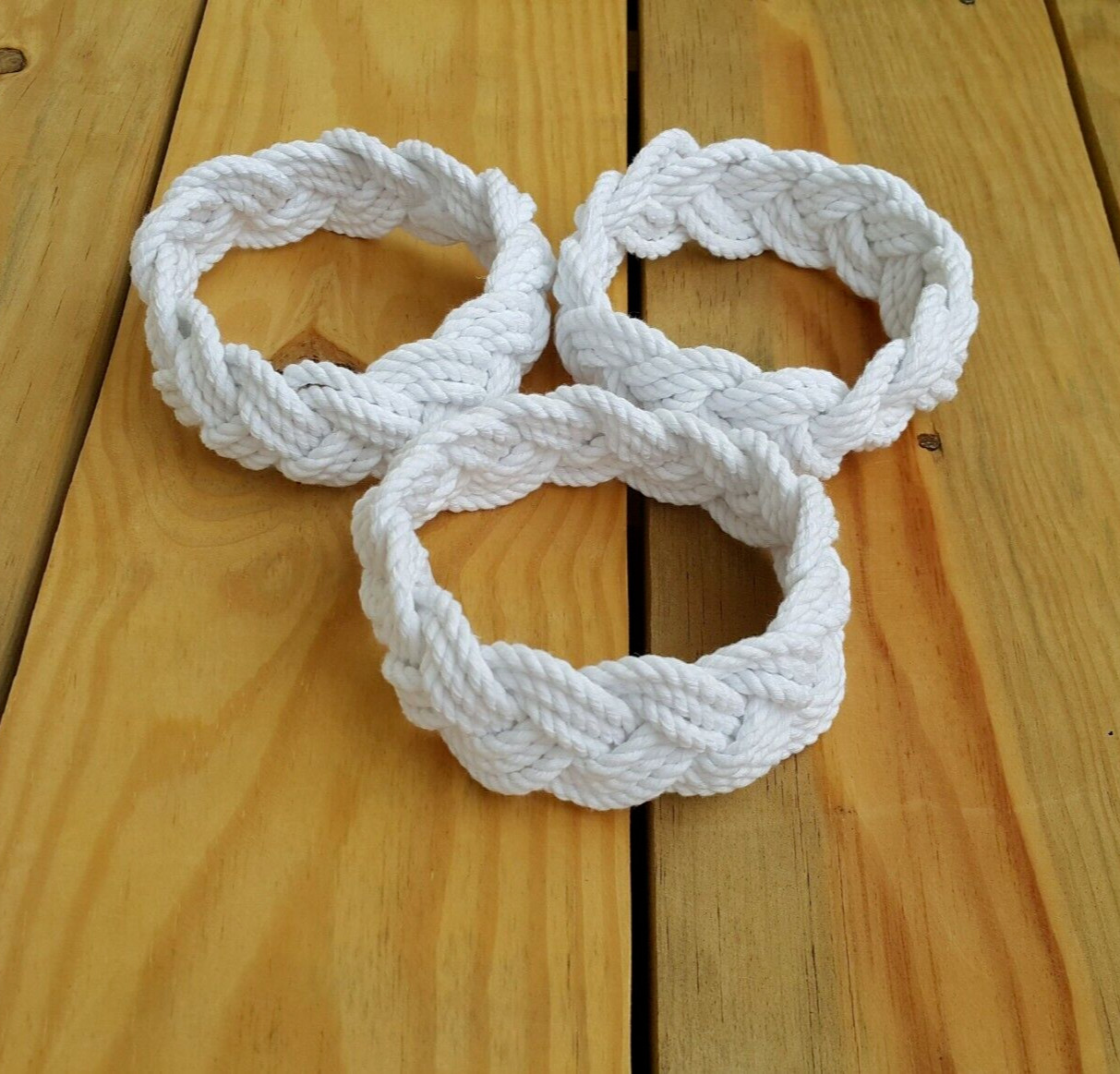 Sailor Knot Rope Bracelet Turks Head White Braided Nautical Beach Cord Bracelets