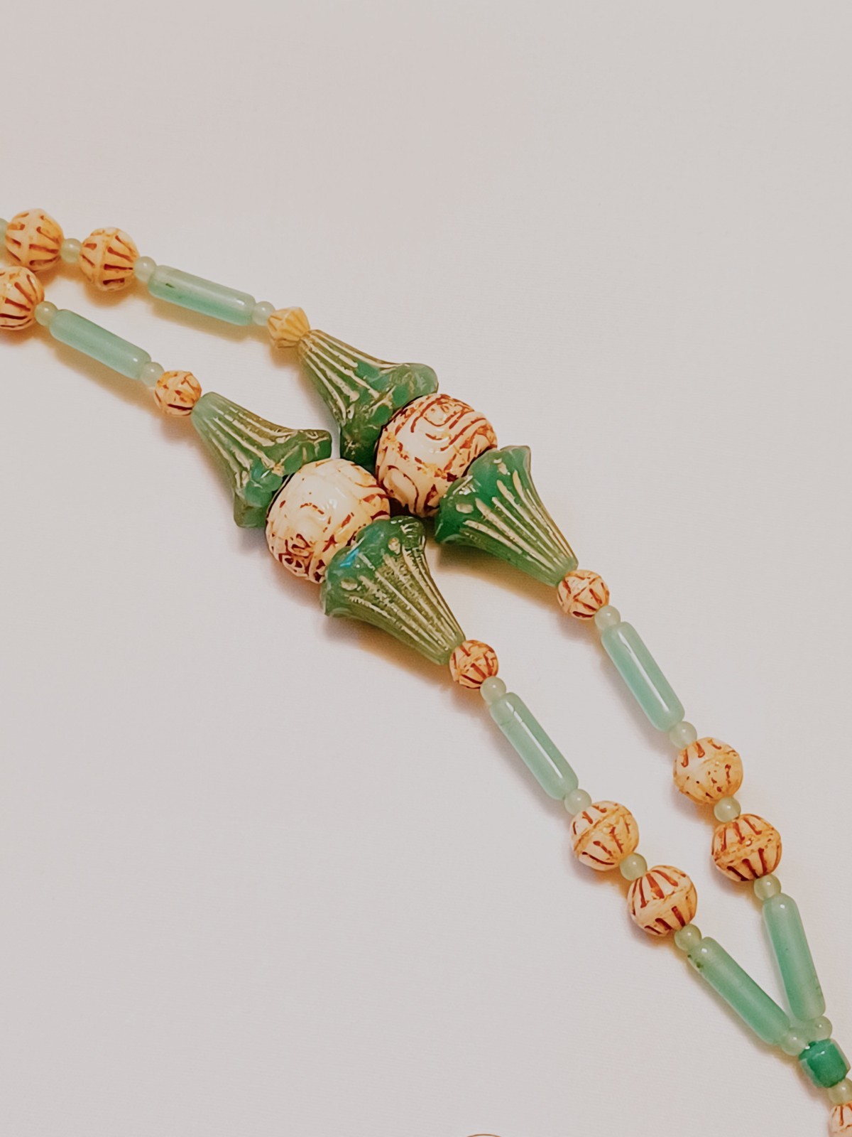 Vintage 20’s LONG Glass Beads Newly Custom Made Necklace Earrings 30in