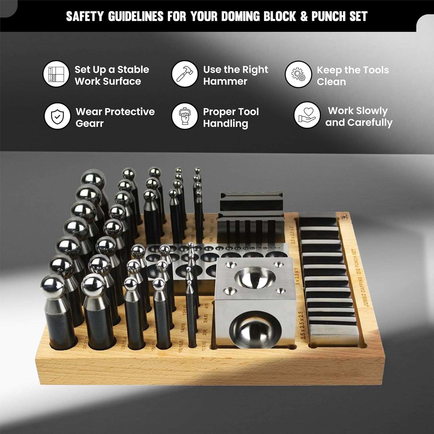 41 PC doming Block and Punch Set – Designer Dapping Doming Punch Block Set