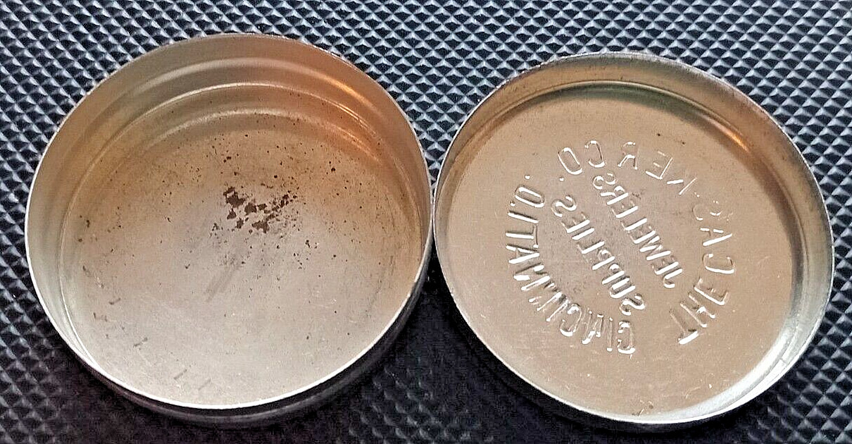 Watch Parts Tin Cas-Ker Company Cincinnati Ohio 15.4mm parts storage container