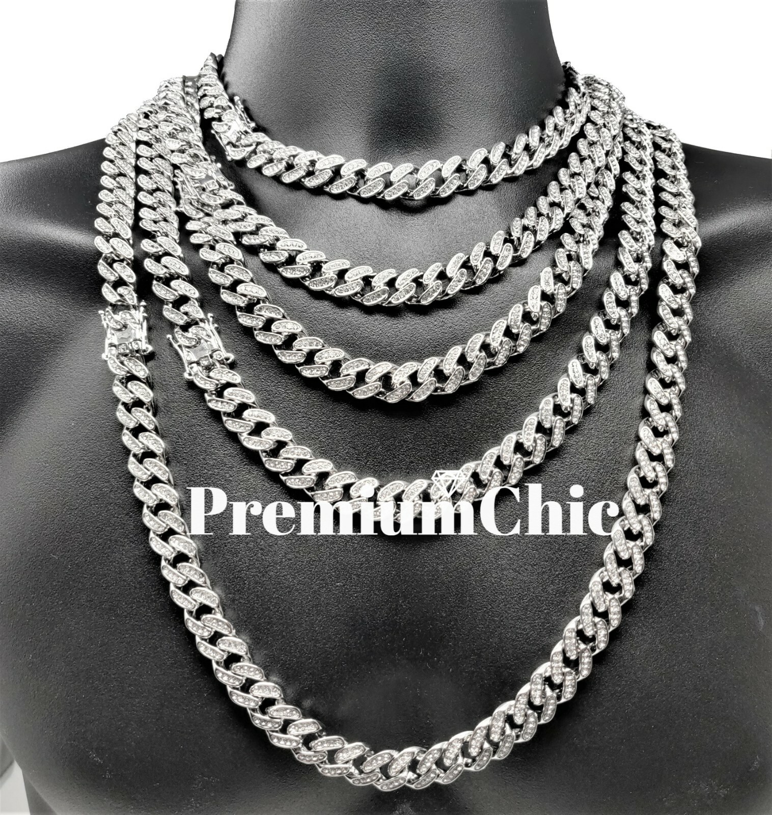 16″ or 18″ Miami Cuban Link Choker Necklace ICED Mens Plated Hip Hop CZ Jewelry